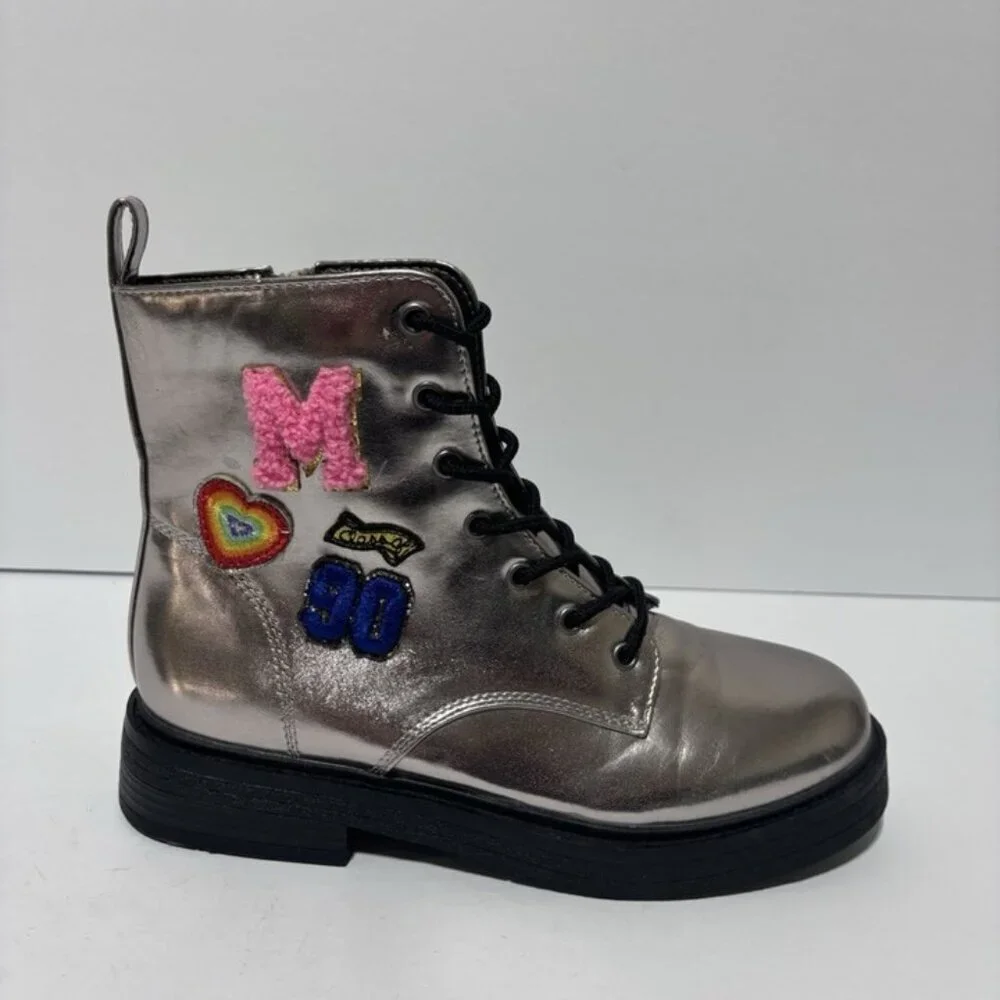 Steve Madden Big Kids’ Nolita Gray Combat Boots, Girls’ Size 5 M